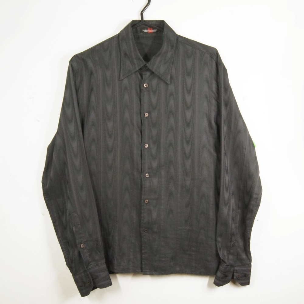 Vintage Yashi Yamamuri Terzo Millennino Abstract Stripe  Black Button Up Top